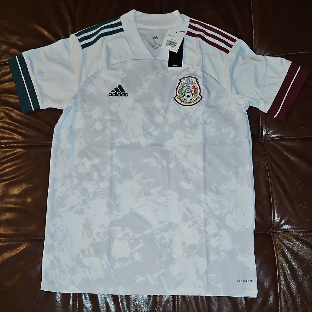 Adidas White Jersey with Green and Red Stripes